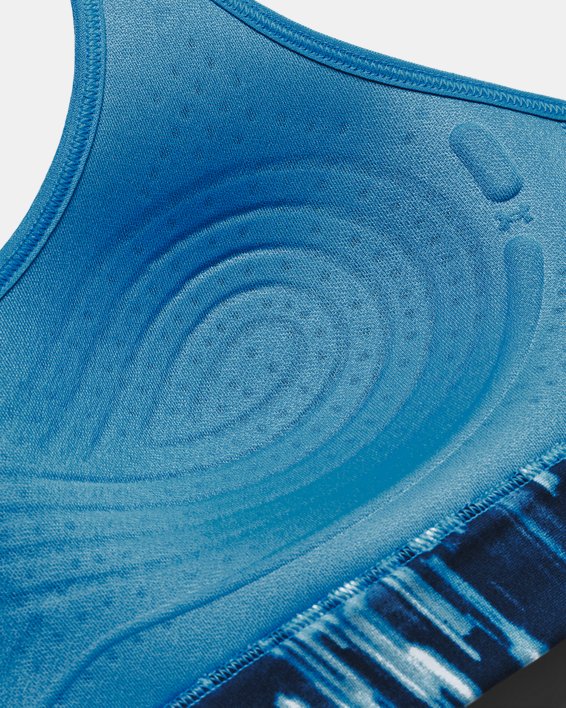 Sujetador deportivo UA Continuum Mid Printed para mujer, Blue, pdpMainDesktop image number 7